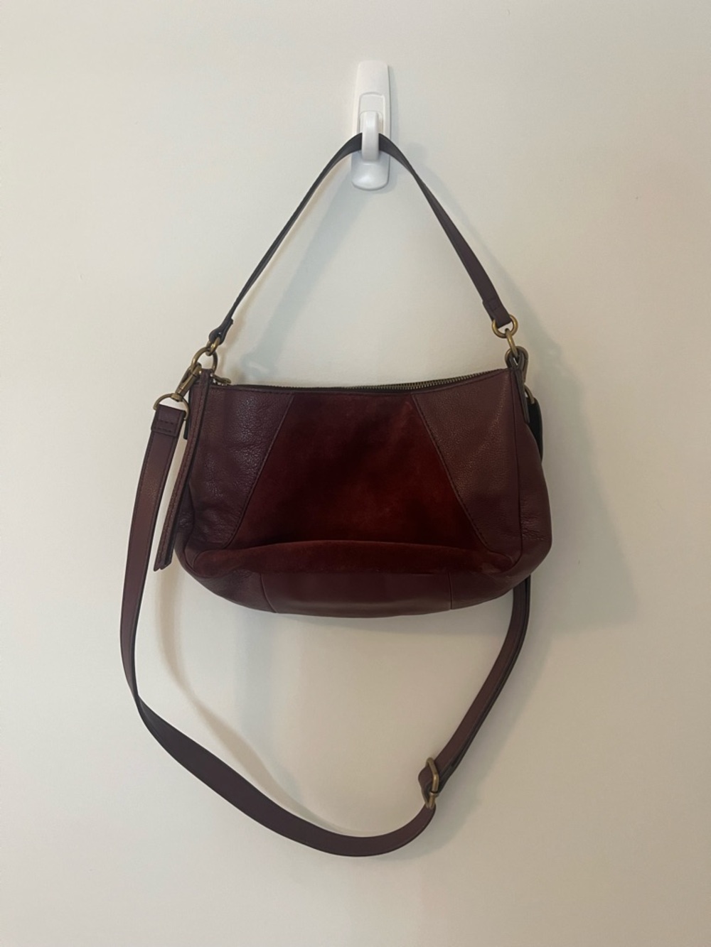 Leather Shoulder Bag in Deep Burgundy